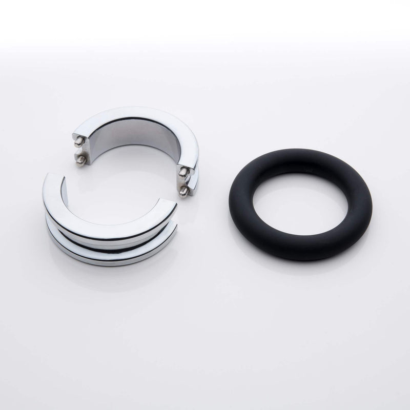 Black Label - Fusion Ring - Cockring van Metaal met Siliconen - Small - Ø 35 x 7 x 15 mm