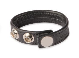 Black Label - Lederen Cockstrap met Drie Drukknopen - Verstelbaar - Zwart