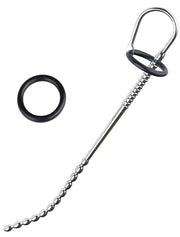 Black Label - Long Beaded - Urethral Stretcher met Siliconen Ringen