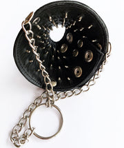 Black Label - Parachute Ball Stretcher met Spijkers en Slotje - Leer - Zwart