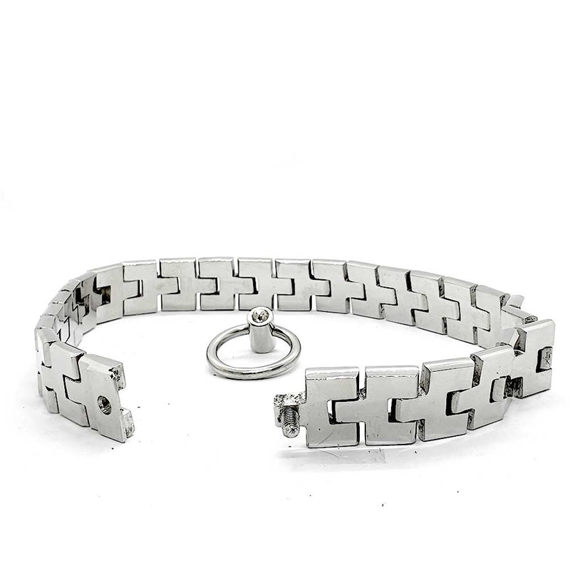 Black Label - Stainless Watch Link Collar With Gem Lock Silver