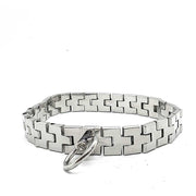 Black Label - Stainless Watch Link Collar With Gem Lock Silver