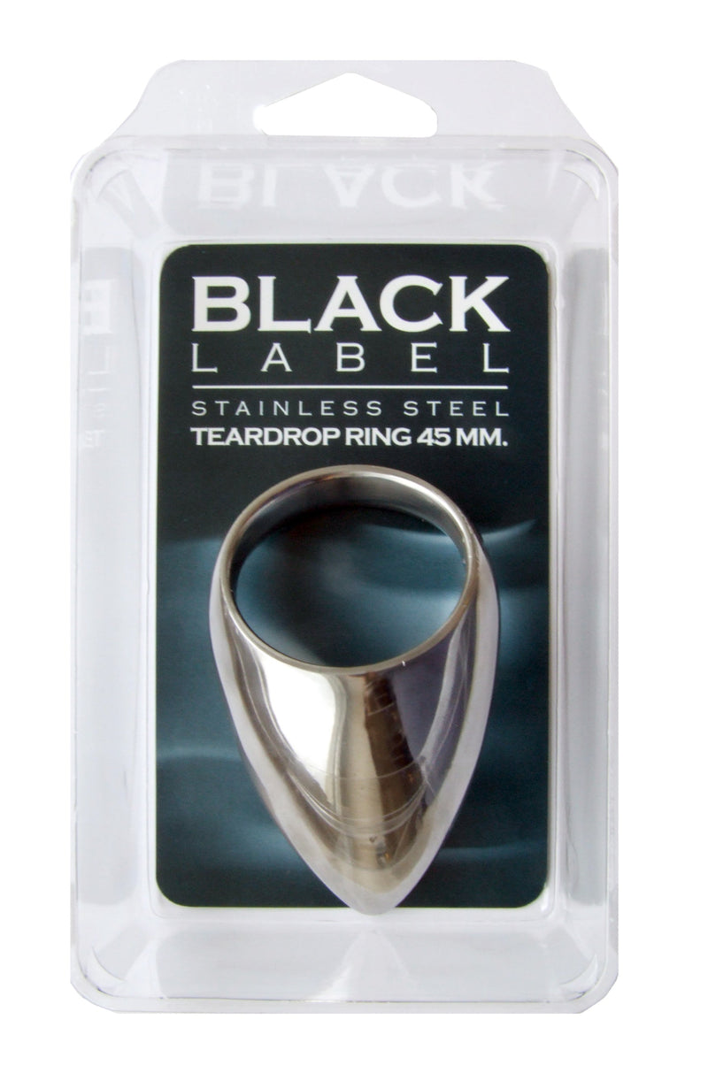 Black Label - Teardrop Cockring - Stimuleert de Prostaat - RVS - Zilver