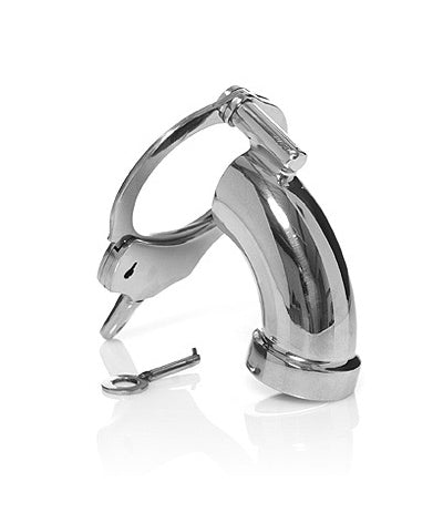 Black Label - The Cuff Chastity Cage - Met Handboei als Scrotumring