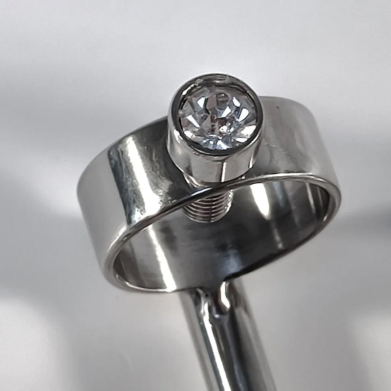 Black Label - Vinger Fixatie Boeien - RVS - Met Swarovski Decoratie - Zilver