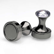 Black Line - Magnetische Power Pins Tepelklemmen met Siersteentje - Zwart