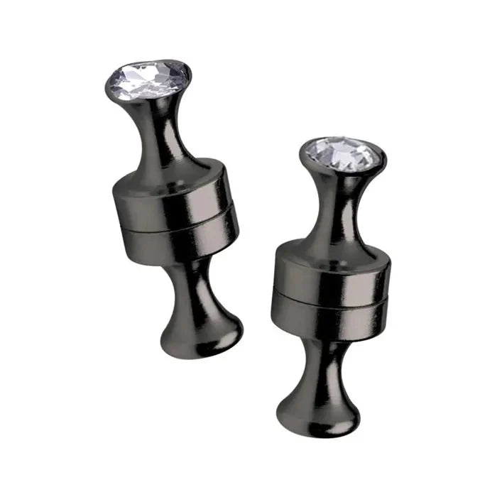 Black Line - Magnetische Power Pins Tepelklemmen met Siersteentje - Zwart