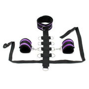 Rimba - Bondage collar Met Bondageriem Met Ringen En Losse Boeien - Zwart/Paars