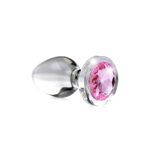 Booty Sparks - Pink Gem Glazen Buttplug Met Siersteen - Roze - Drie maten