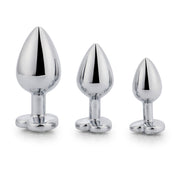 Brutus - Buttplug - Set met Aluminium Buttplugs met kristal - Zwart/Transparant/Rood