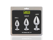 Brutus - Buttplug - Set met Aluminium Buttplugs met kristal - Zwart/Transparant/Rood