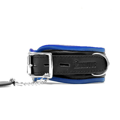 Brutus - Lederen Afsluitbare Collar - Zwart/Blauw