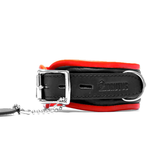 Brutus - Lederen Afsluitbare Collar - Zwart/Rood