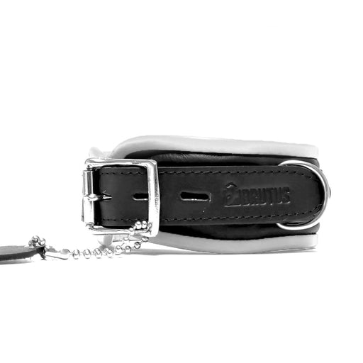 Brutus - Lederen Afsluitbare Collar - Zwart/Wit