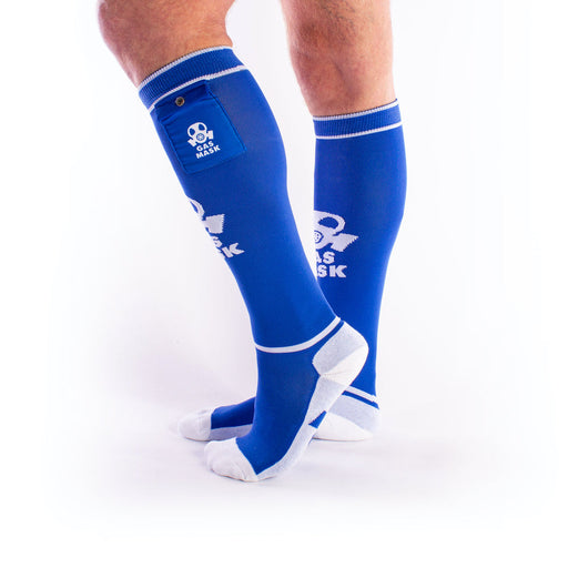 Brutus - Gas Mask Party Voetbalsokken met Zakje - Blauw/Wit