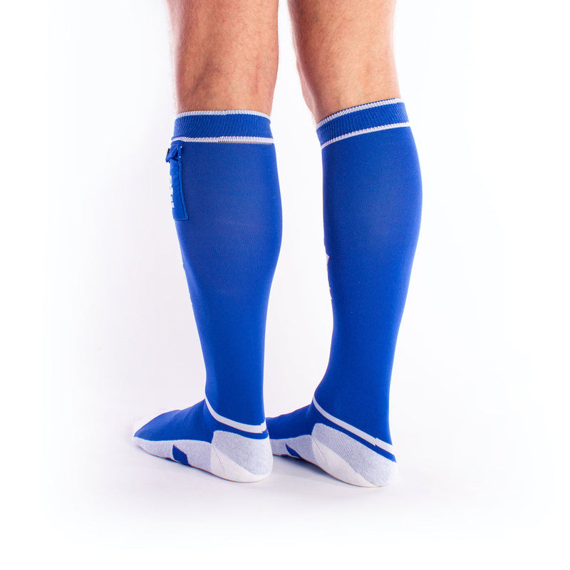 Brutus - Gas Mask Party Voetbalsokken met Zakje - Blauw/Wit