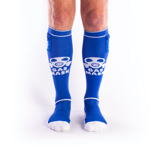 Brutus - Gas Mask Party Voetbalsokken met Zakje - Blauw/Wit