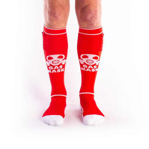 Brutus - Gas Mask Party Voetbalsokken met Zakje - Rood/Wit