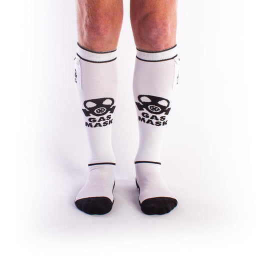Brutus - Gas Mask Party Voetbalsokken met Zakje - Wit/Zwart