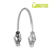 Brutus - Tepelklemmen - Zilverkleurige Metalen Japanse Clover Tepelklemmen met Ketting