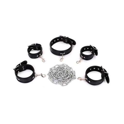 Kiotos - Budget Bondageset Met collar, hand- En voetboeien - Zwart