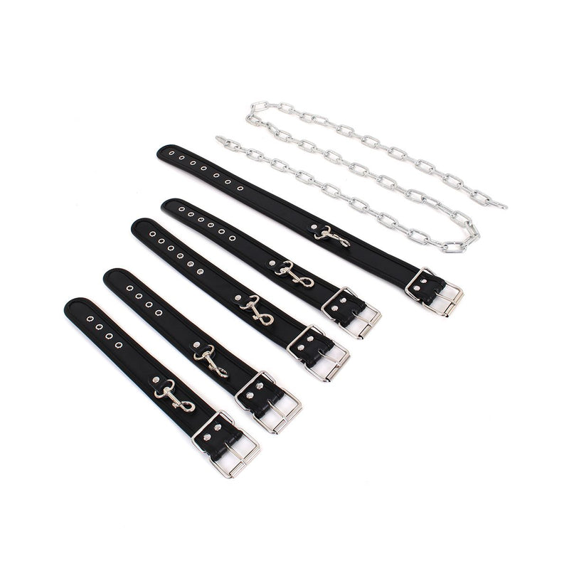 Kiotos - Budget Bondageset Met collar, hand- En voetboeien - Zwart