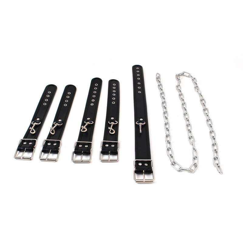 Kiotos - Budget Bondageset Met collar, hand- En voetboeien - Zwart