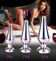 Buttplug Aluminium Met Transparant Kristal - 114 mm x 38 mm