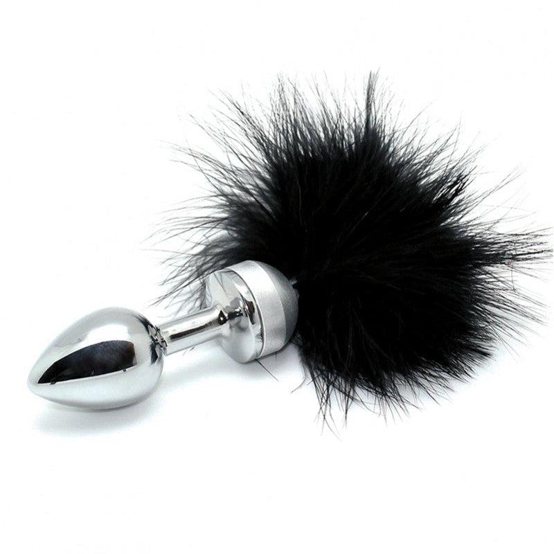 Rimba - Buttplug RVS Met veren - Zwart