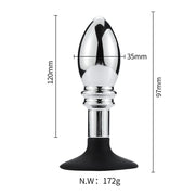 Buttplug Aluminium Met bal En ribbels En Zuignap