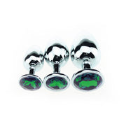 Buttplug Aluminium Met Groen Sierkristal-Erotiekvoordeel.nl