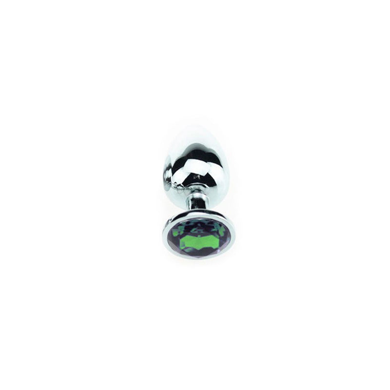 Buttplug Aluminium Met Groen Sierkristal-Erotiekvoordeel.nl