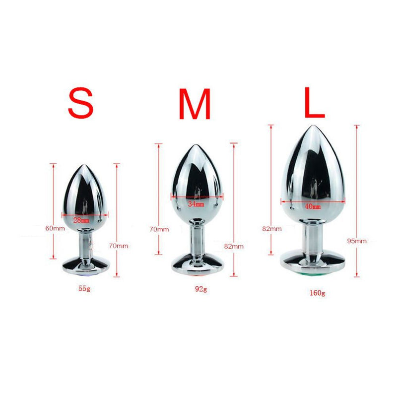 Buttplug Aluminium Met Groen Sierkristal-Erotiekvoordeel.nl