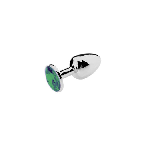Buttplug Aluminium Met Groen Sierkristal-Erotiekvoordeel.nl