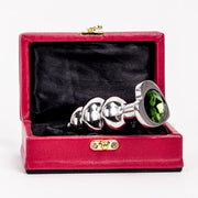 Kiotos - Buttplug geribbeld RVS Met diamant In hartvorm - groen