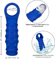 Calexotics - Admiral Geribbelde Penis Sleeve - Liquid Siliconen - Blauw