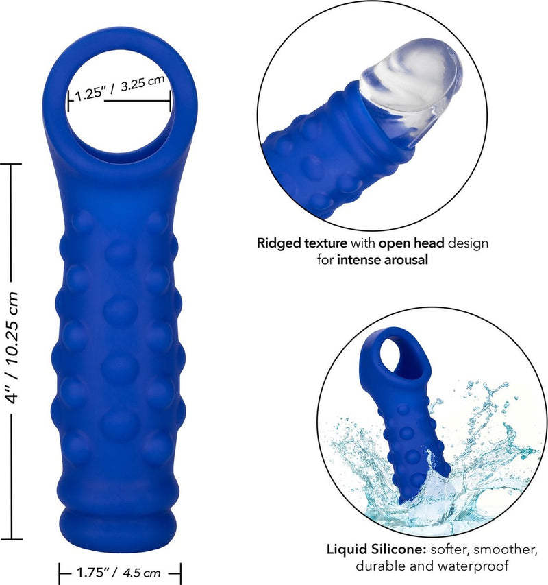 Calexotics - Admiral Geribbelde Penis Sleeve - Liquid Siliconen - Blauw