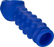 Calexotics - Admiral Geribbelde Penis Sleeve - Liquid Siliconen - Blauw