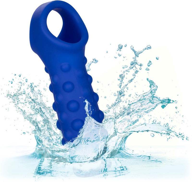 Calexotics - Admiral Geribbelde Penis Sleeve - Liquid Siliconen - Blauw
