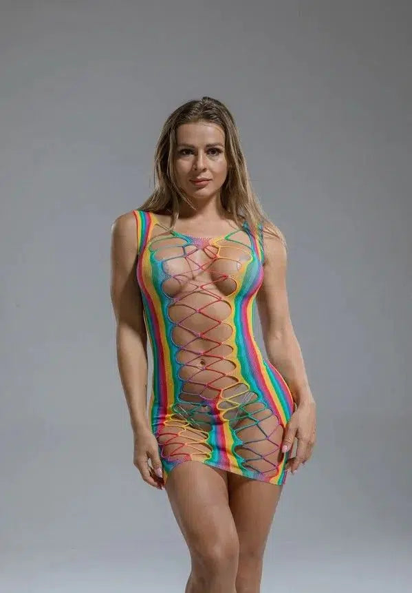 Cindylove - Visnet Jurkje - One size - Rainbow-Erotiekvoordeel.nl