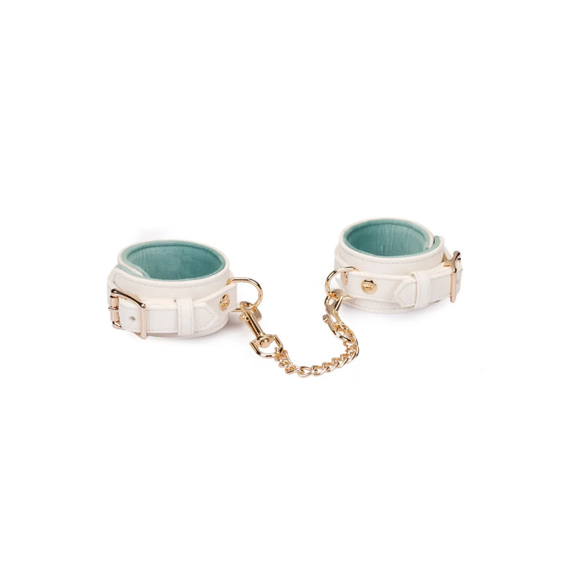 Liebe Seele - Boudoir Amor - Vegan Lederen handboeien - Wit met Gouden Hardware