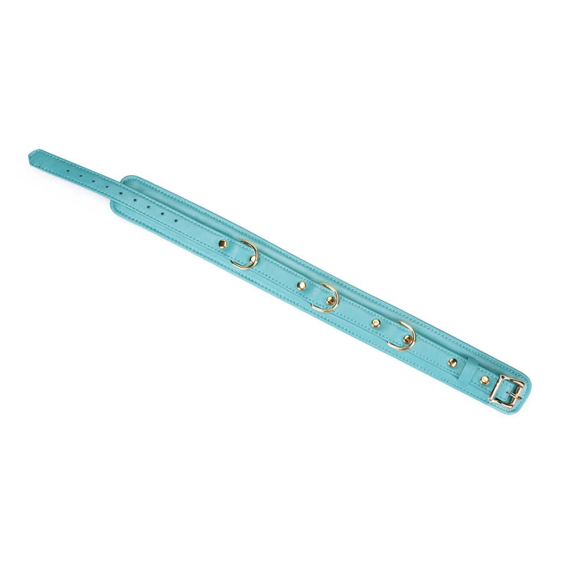 Liebe Seele - Siren's Cove Lamslederen Collar met Leiband - Turquoise-Erotiekvoordeel.nl