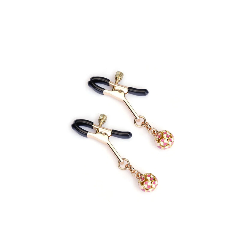 Liebe Seele - Luxe Tepelklemmen met Klaverballetje - Roze/Goud