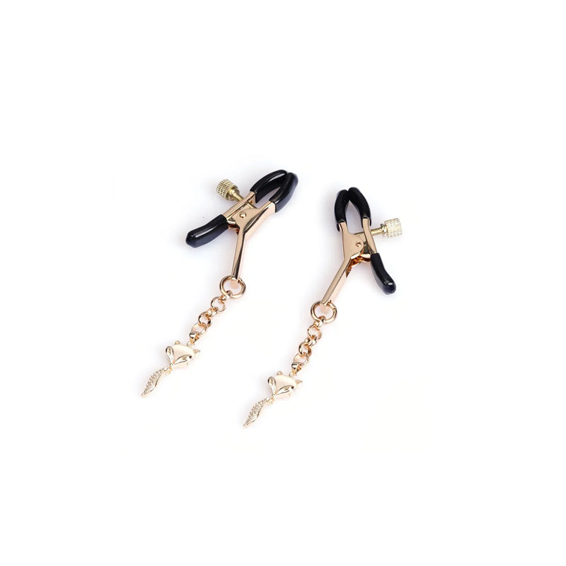 Liebe Seele - Luxe Tepelklemmen met Strass Vosje Hangers - Goud