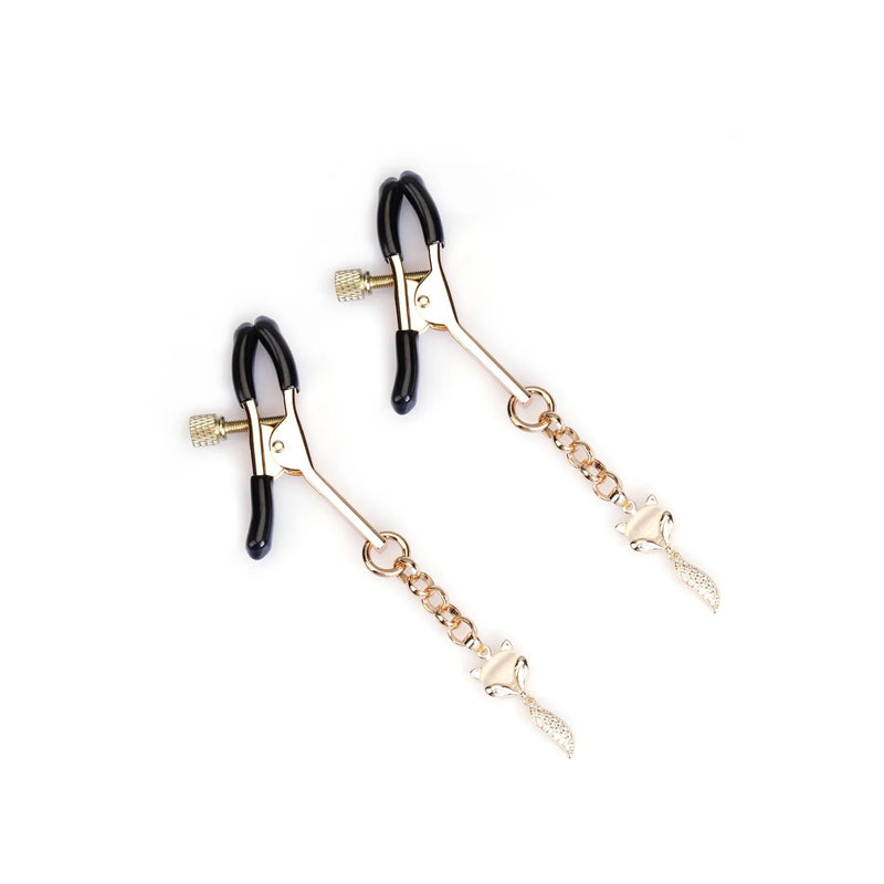 Liebe Seele - Luxe Tepelklemmen met Strass Vosje Hangers - Goud