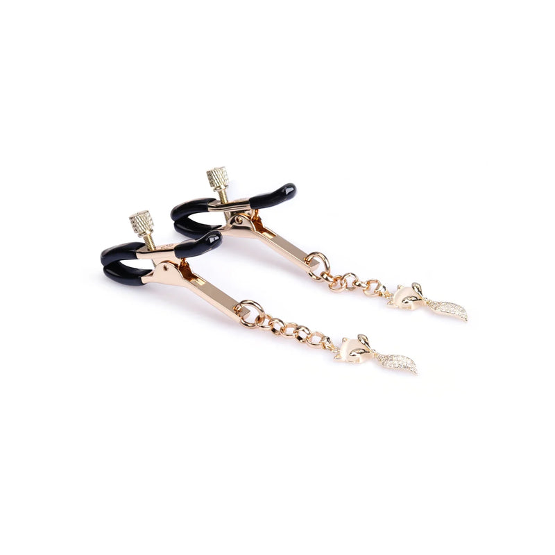 Liebe Seele - Luxe Tepelklemmen met Strass Vosje Hangers - Goud