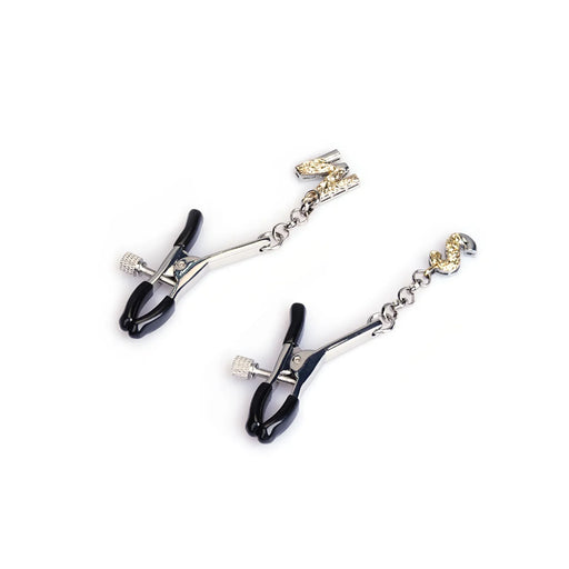 Liebe Seele - Tepelklemmen met Letterhangertjes S en M - Zilver