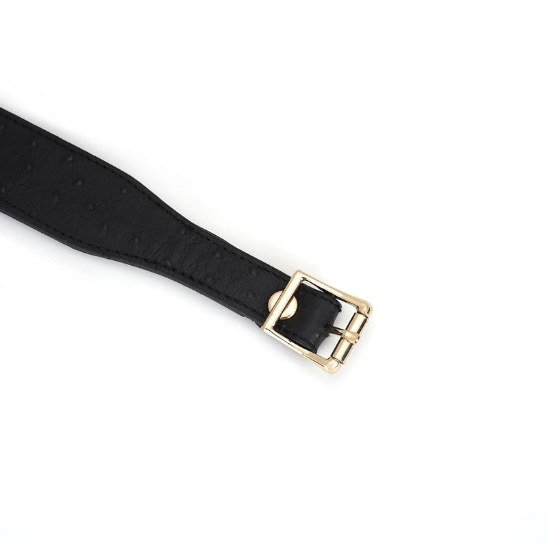Liebe Seele - Demon's Kiss - Smalle Curved Collar Met Leash - Luxe En exclusief ontwerp - Zwart/Goud