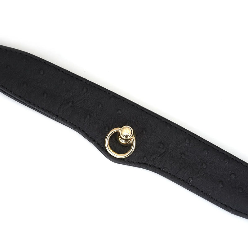 Liebe Seele - Demon's Kiss - Smalle Curved Collar Met Leash - Luxe En exclusief ontwerp - Zwart/Goud