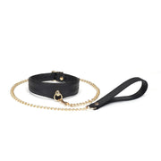 Liebe Seele - Demon's Kiss - Smalle Curved Collar Met Leash - Luxe En exclusief ontwerp - Zwart/Goud
